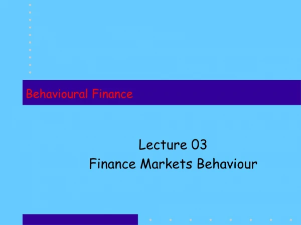 Behavioural Finance