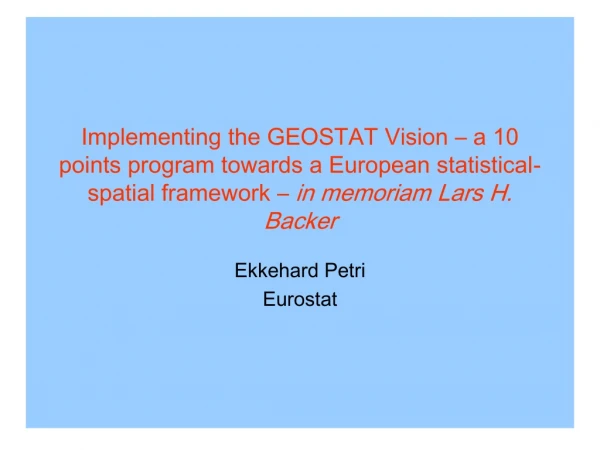 Ekkehard Petri Eurostat