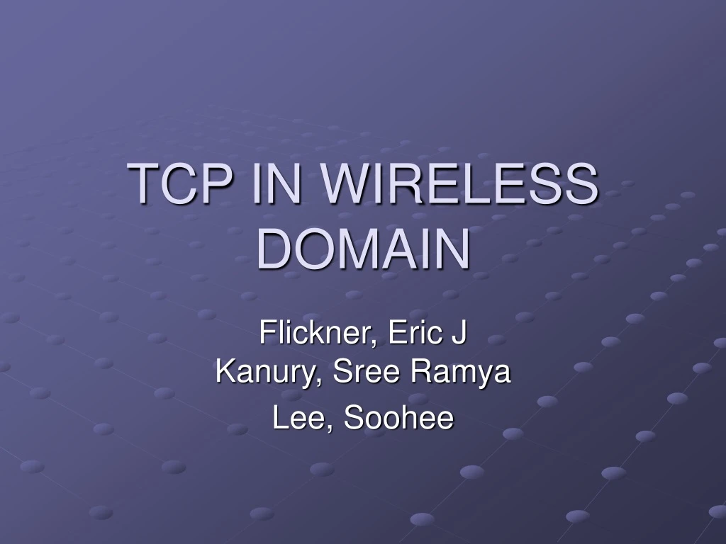 tcp in wireless domain