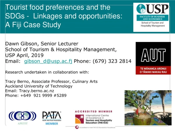 Tourist food preferences and the  SDGs -  Linkages and opportunities:  A Fiji Case Study