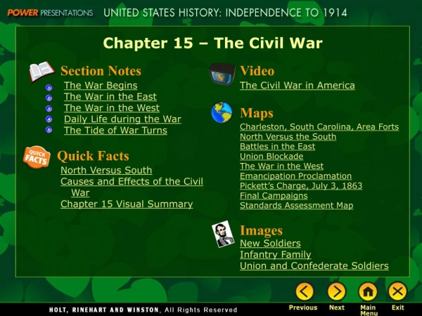 Chapter 15 – The Civil War