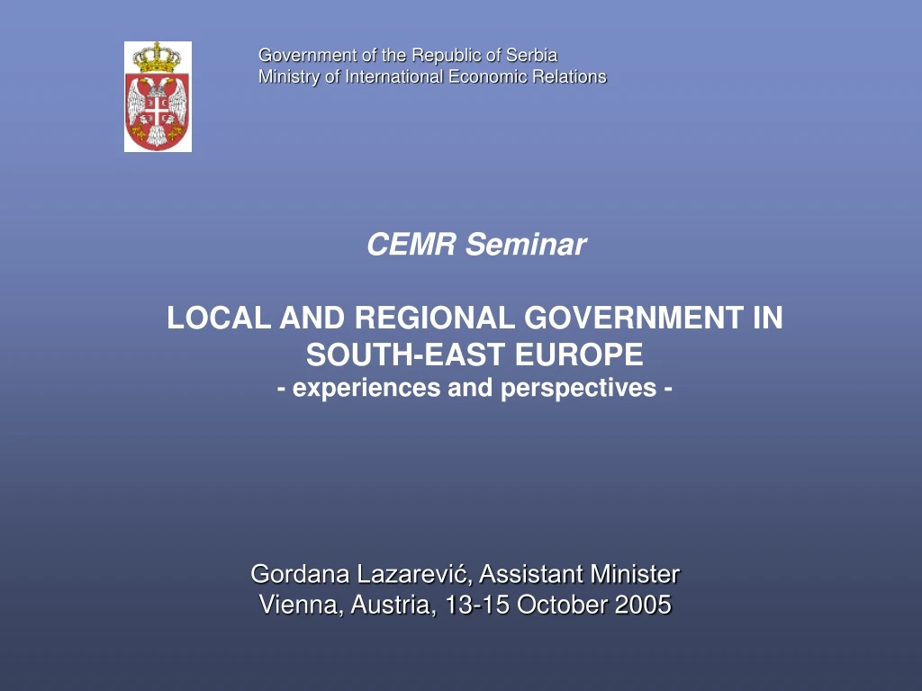cemr seminar local and regional government in south east europe experiences and perspectives