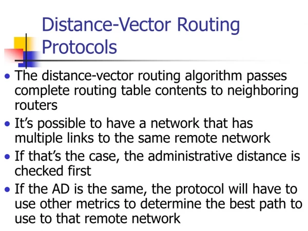 Distance-Vector Routing Protocols