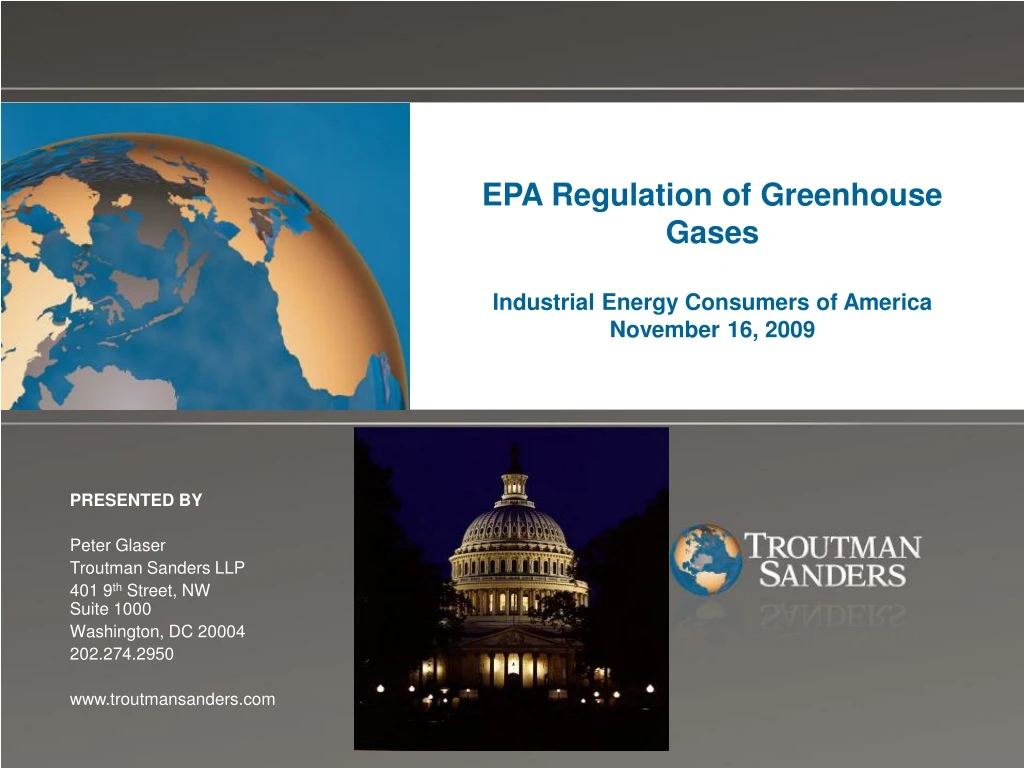 epa regulation of greenhouse gases industrial energy consumers of america november 16 2009