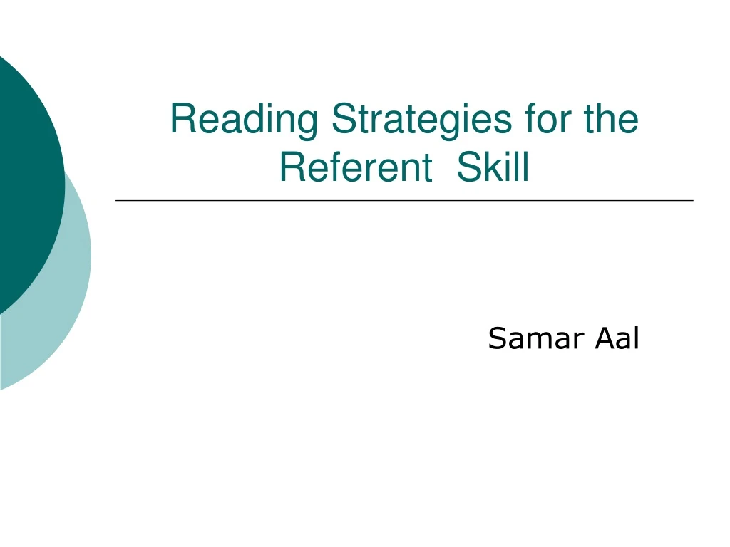 reading strategies for the referent skill