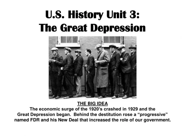 U.S. History Unit 3: The Great Depression