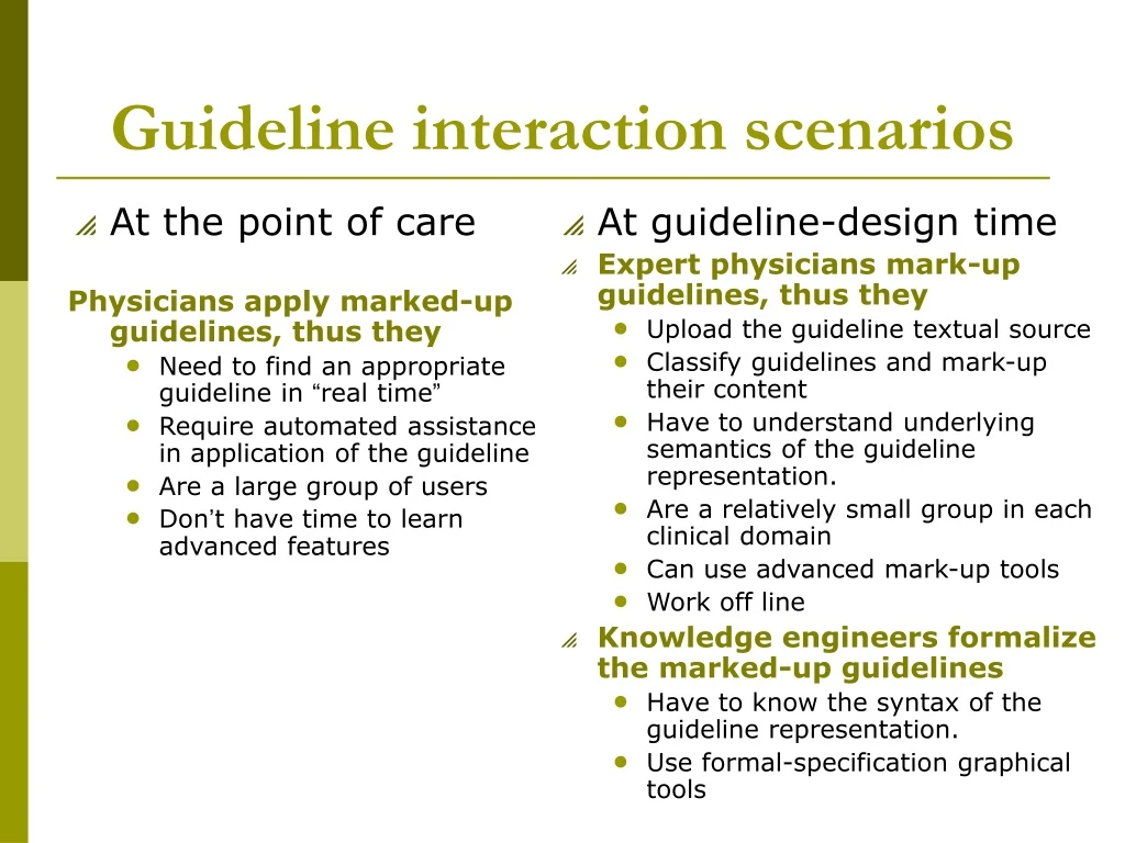 guideline interaction scenarios