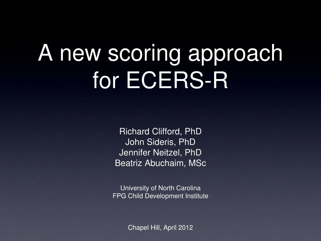 a new scoring approach for ecers r