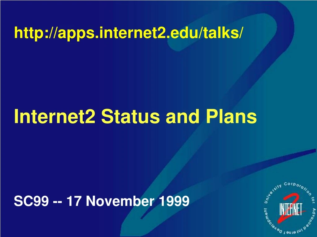 internet2 status and plans