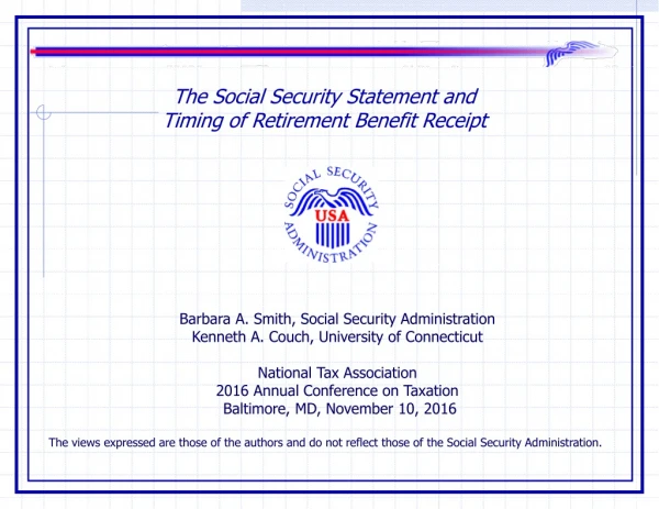 The Social Security Statement and Timing of Retirement Benefit Receipt
