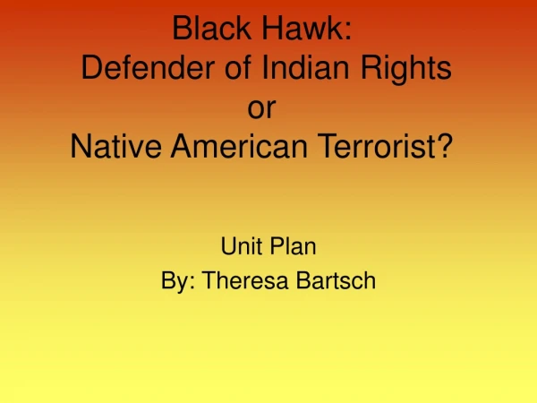 Black Hawk:  Defender of Indian Rights or  Native American Terrorist?