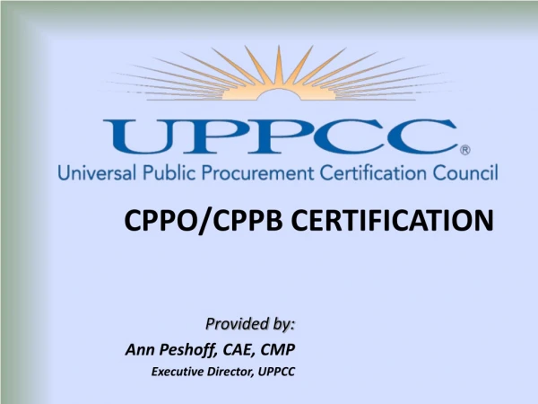 CPPO/CPPB CERTIFICATION