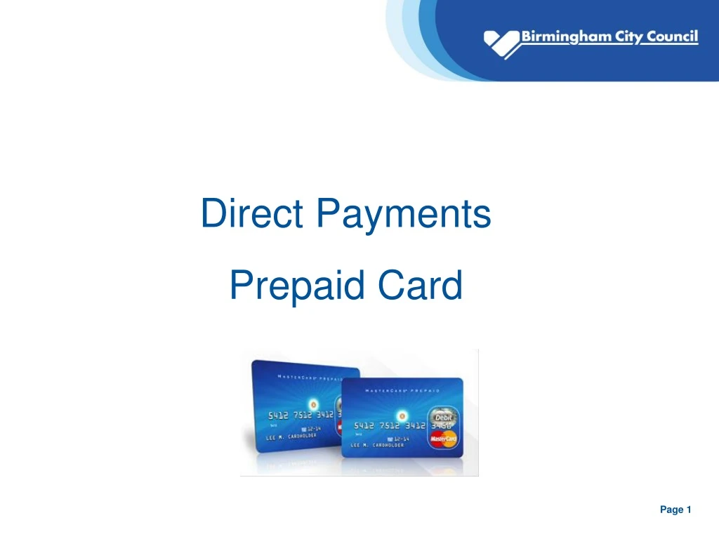 direct payments prepaid card