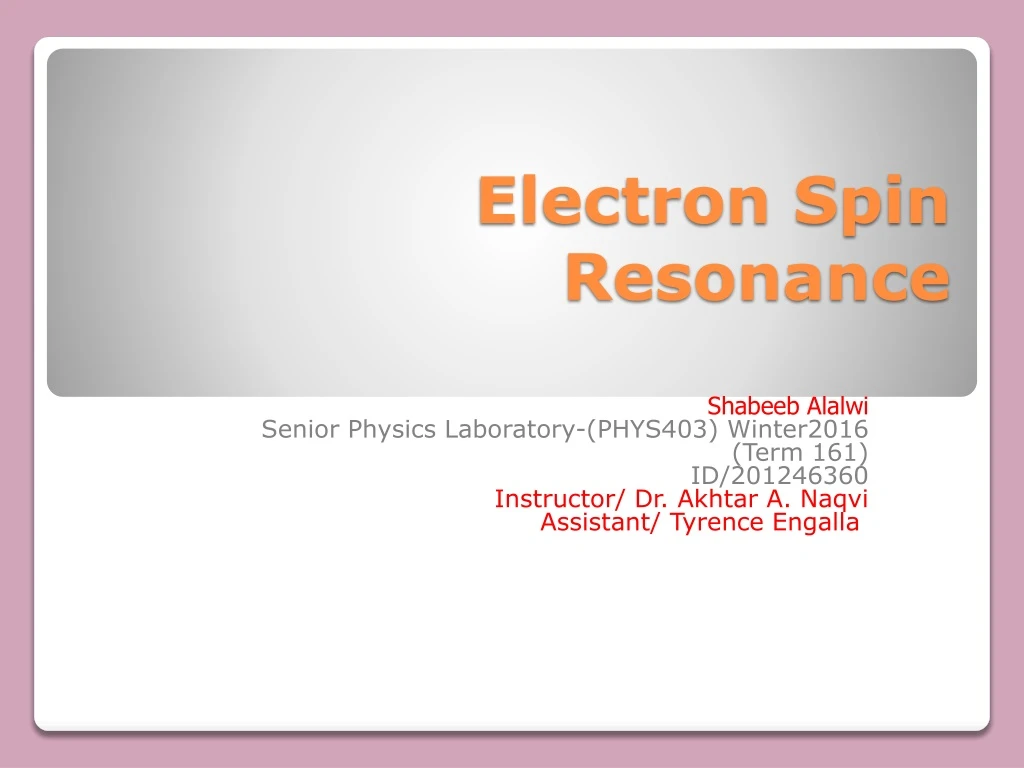 electron spin resonance