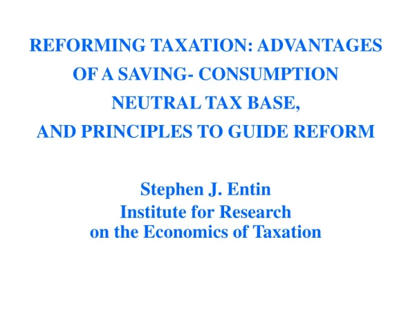 Objectives of Tax Reform