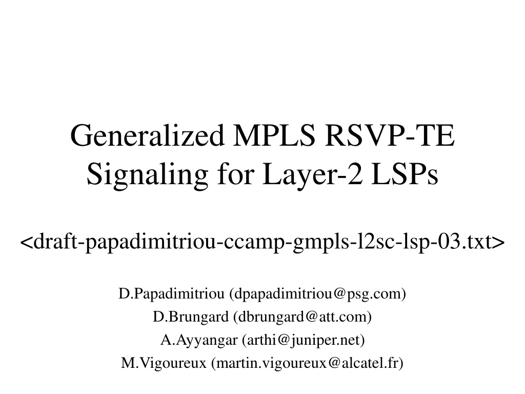 generalized mpls rsvp te signaling for layer 2 lsps