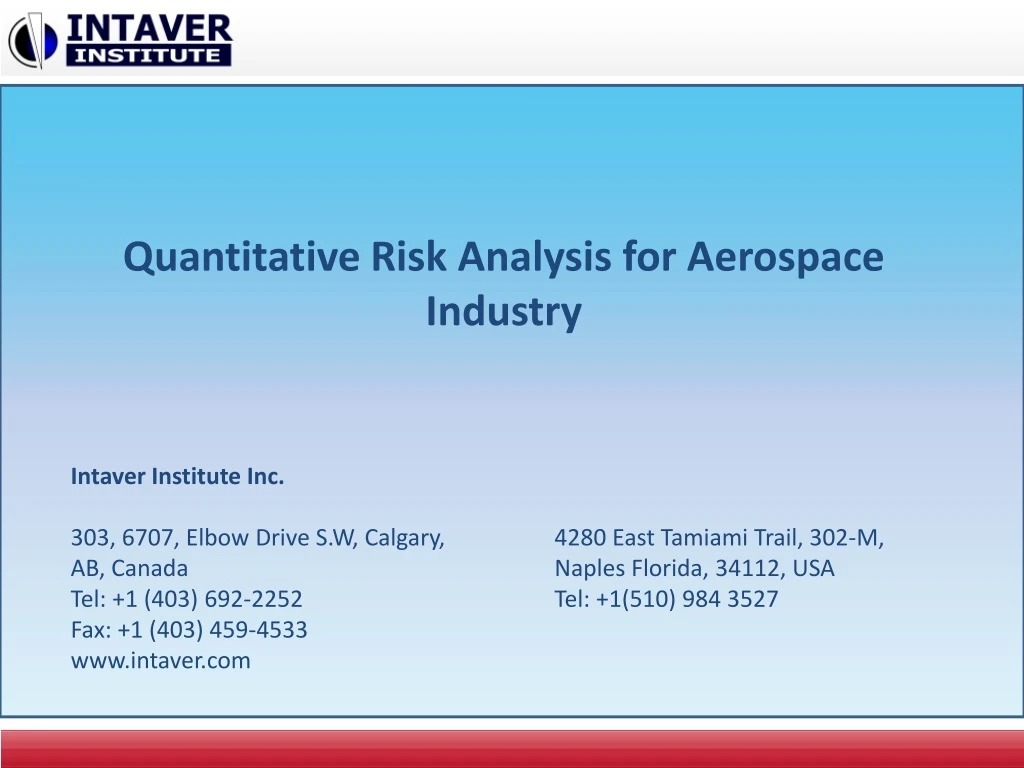 quantitative risk analysis for aerospace industry