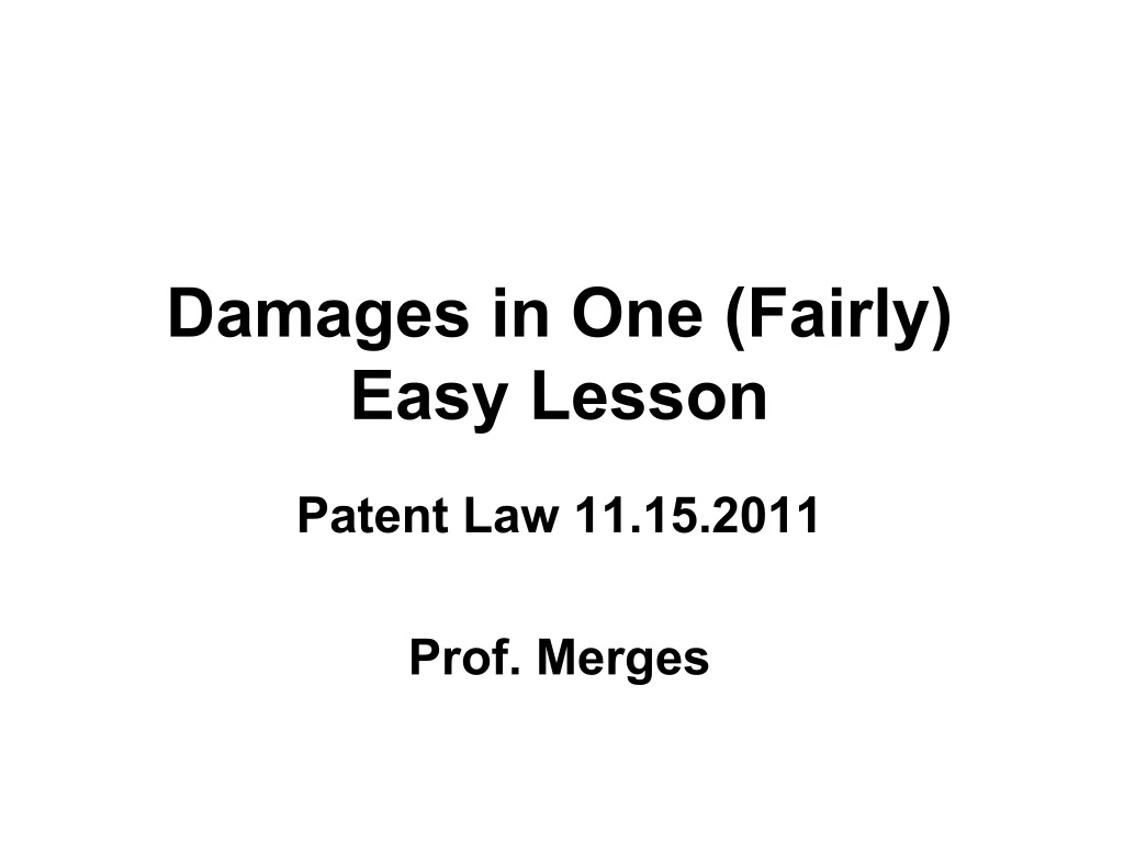 damages in one fairly easy lesson