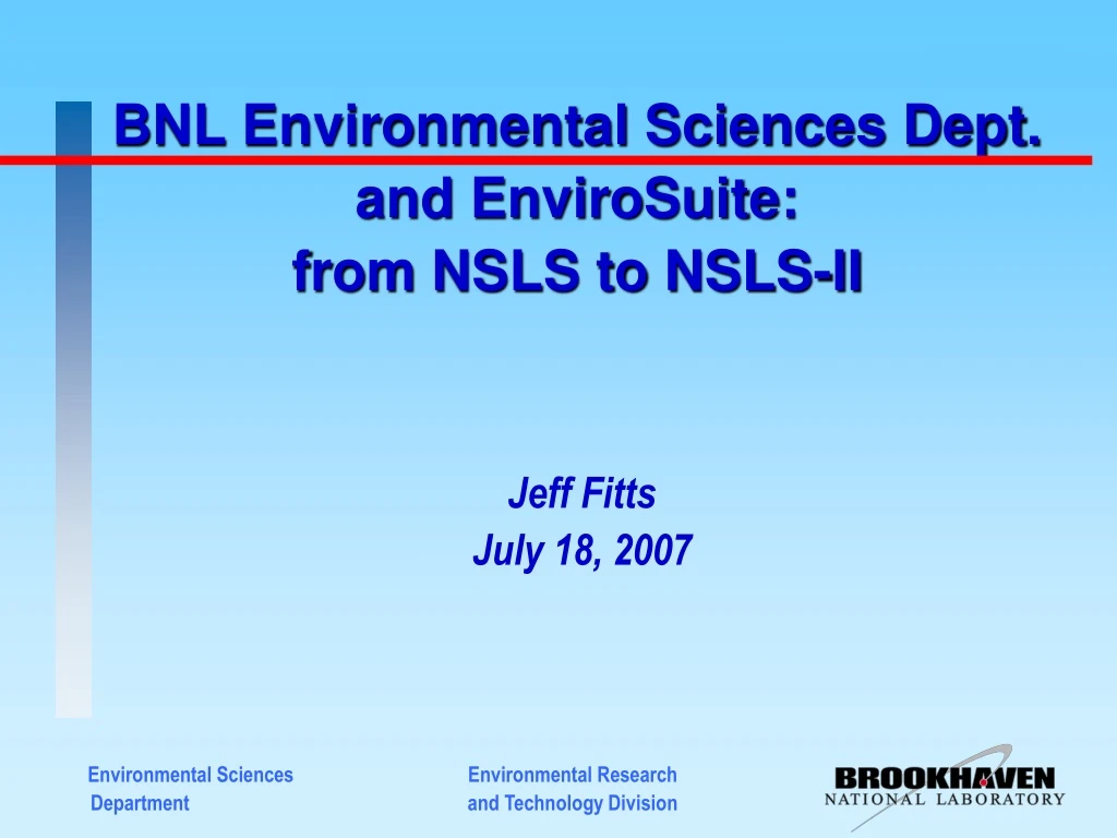 bnl environmental sciences dept and envirosuite