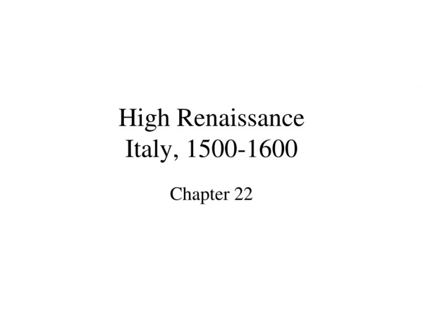 High Renaissance Italy, 1500-1600