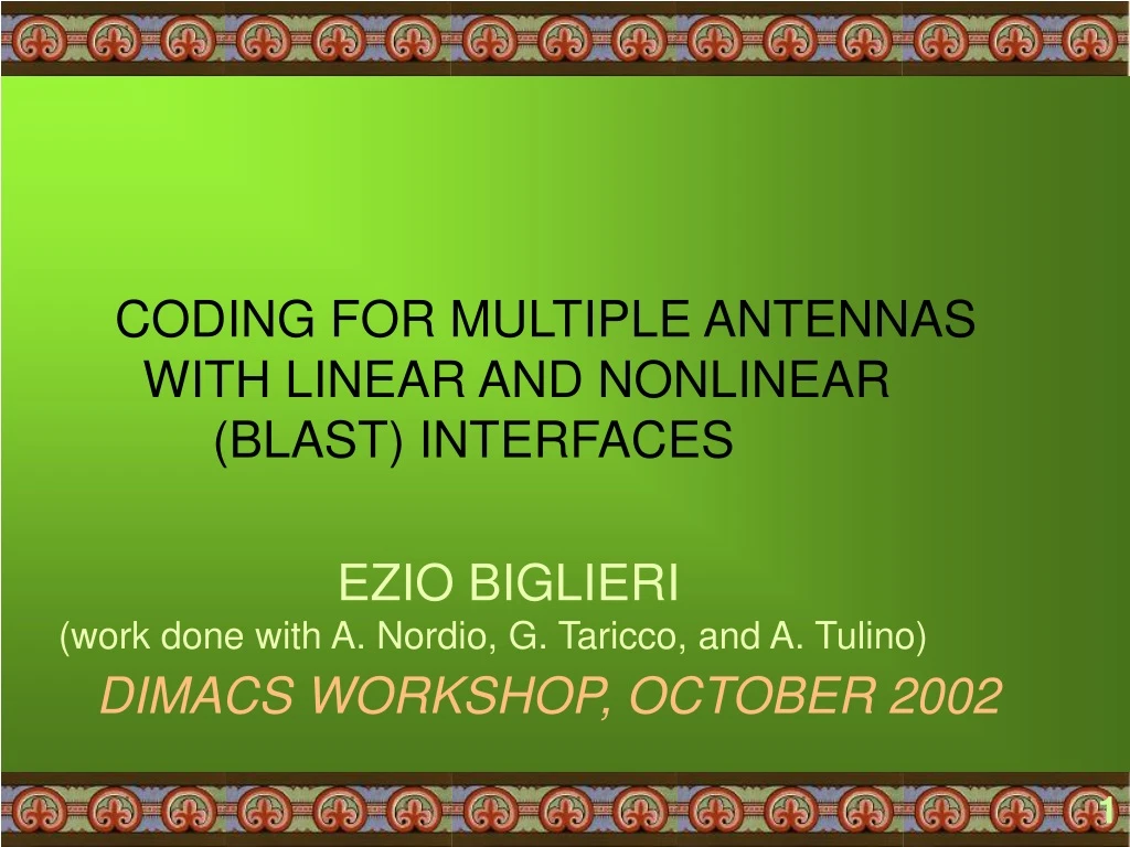 coding for multiple antennas with linear