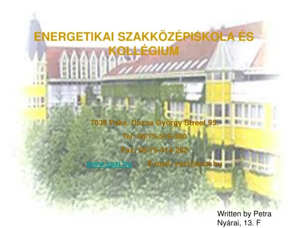 ENERGETIKAI SZAKKÖZÉPISKOLA ÉS KOLLÉGIUM