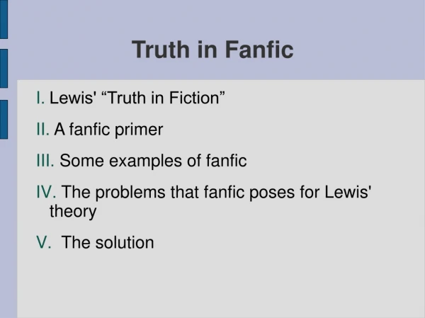 Truth in Fanfic
