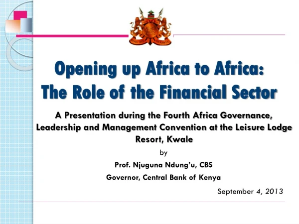 Opening up Africa to Africa: The Role of the Financial Sector