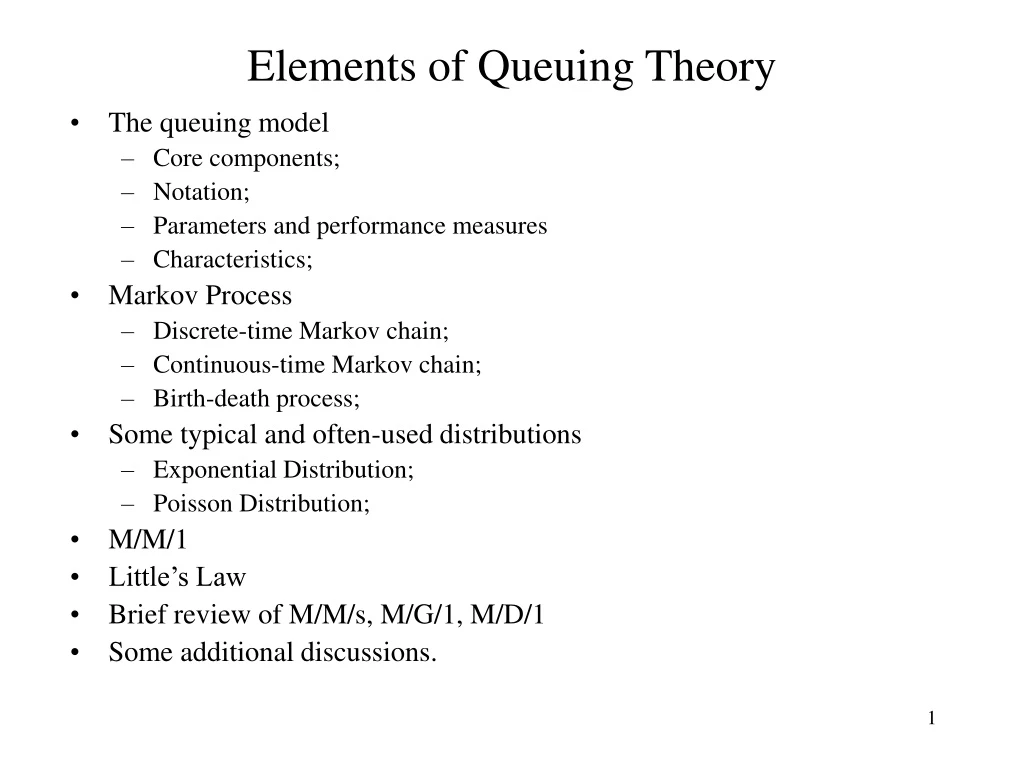 elements of queuing theory