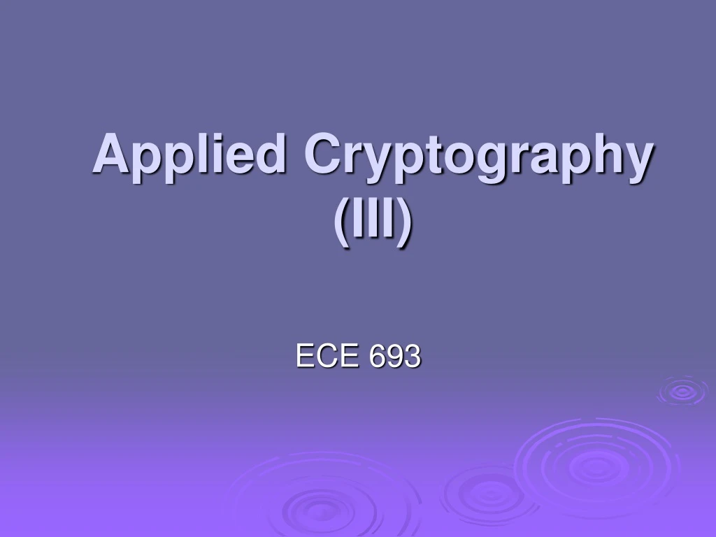 applied cryptography iii