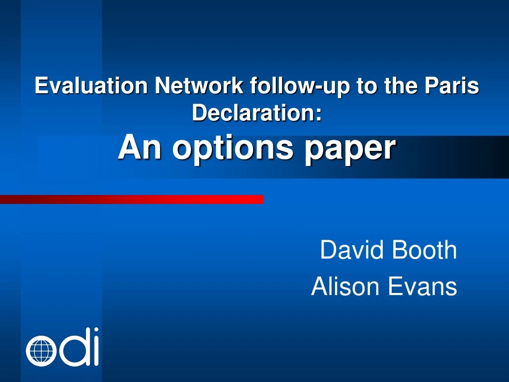 evaluation network follow up to the paris declaration an options paper