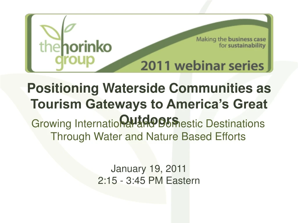 positioning waterside communities as tourism gateways to america s great outdoors