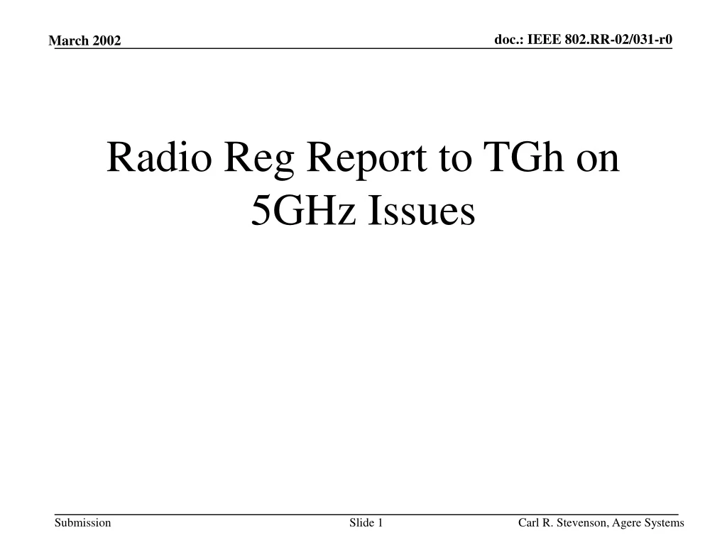radio reg report to tgh on 5ghz issues