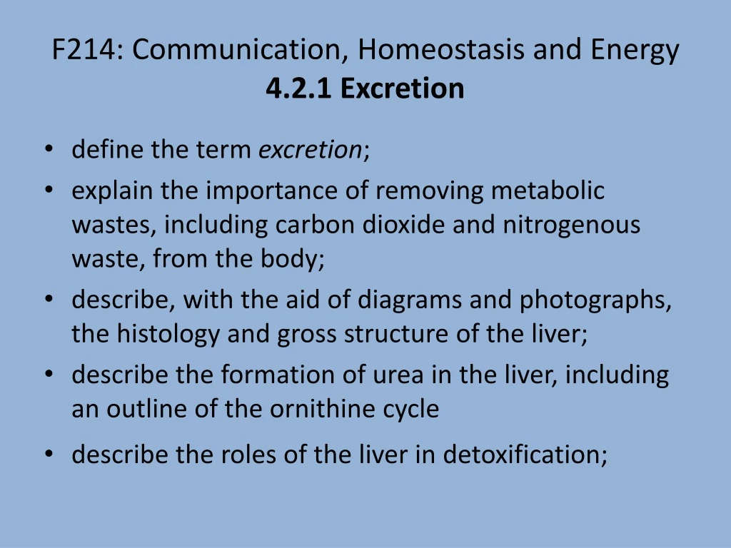 f214 communication homeostasis and energy 4 2 1 excretion