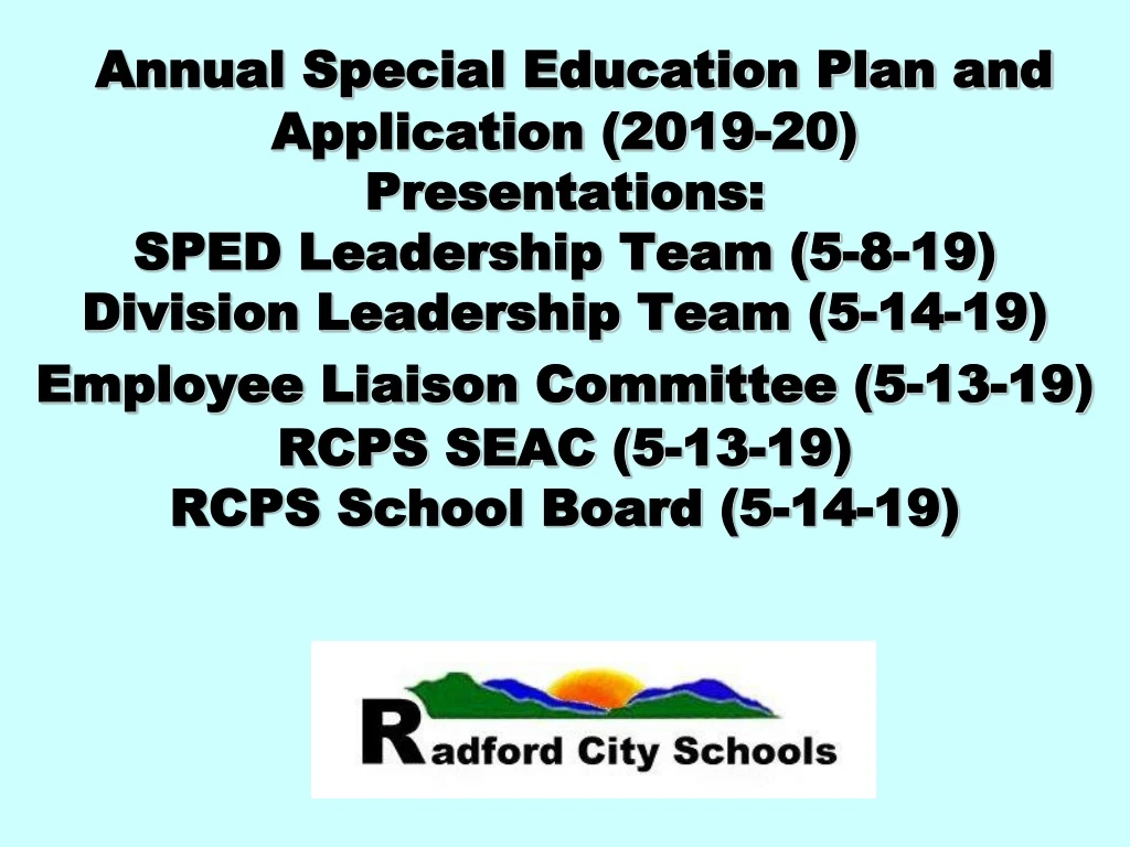 annual special education plan and application