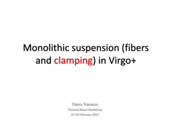 Monolithic suspension (fibers and  clamping ) in Virgo+