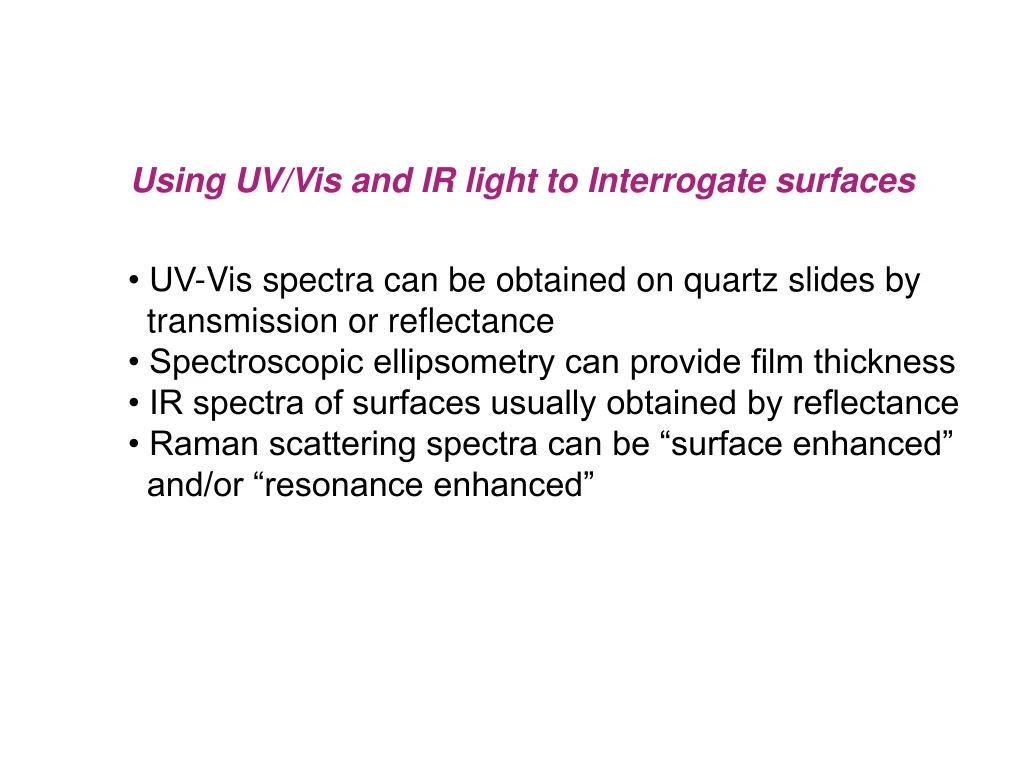 using uv vis and ir light to interrogate surfaces