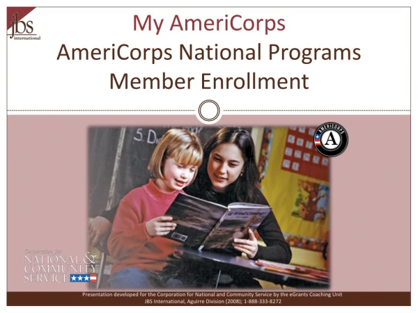 My AmeriCorps AmeriCorps National Programs Member Enrollment