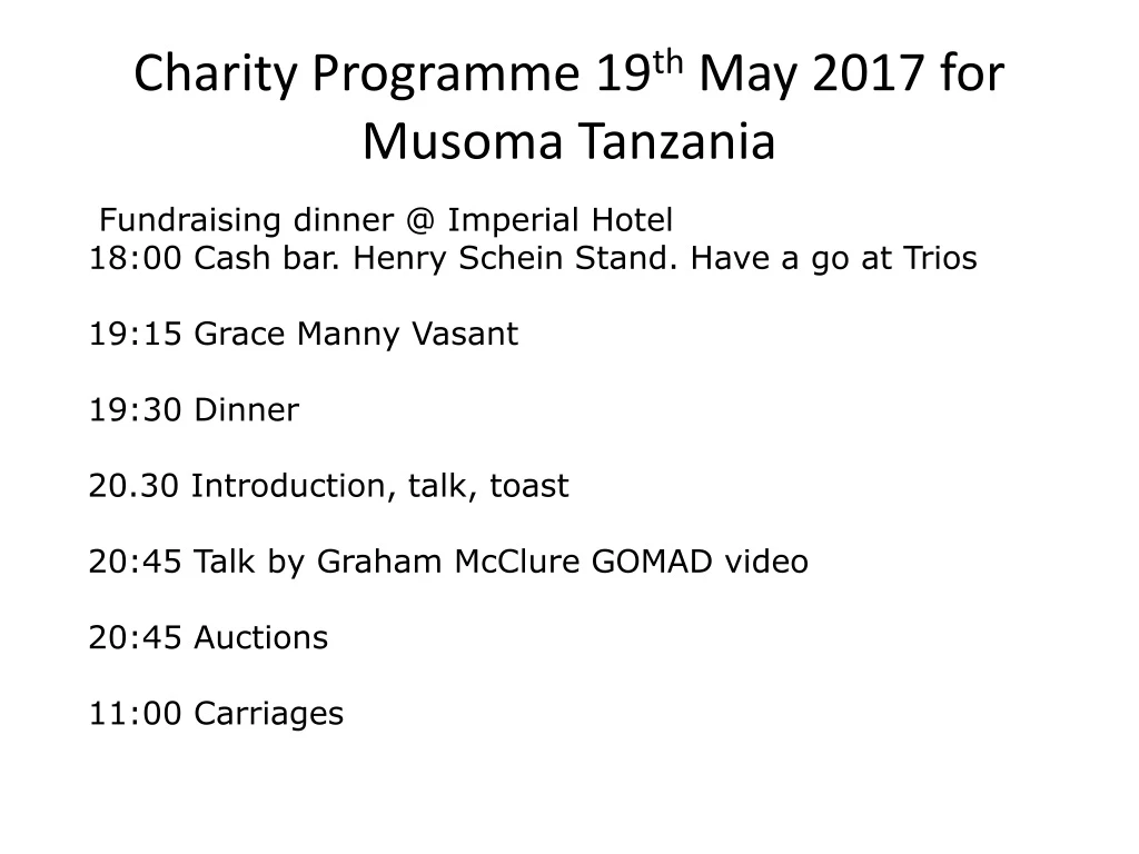 charity programme 19 th may 2017 for musoma tanzania