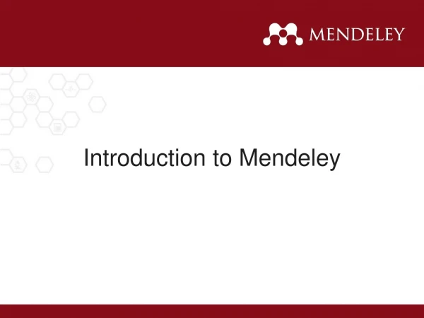 Introduction to Mendeley