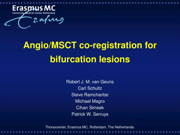 Angio/MSCT co-registration for bifurcation lesions