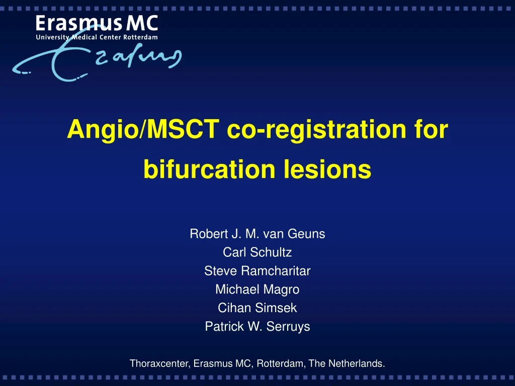 angio msct co registration for bifurcation lesions