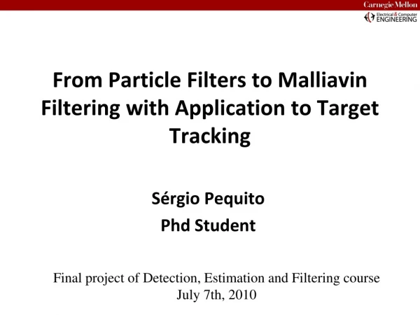 From Particle Filters to Malliavin Filtering with Application to Target Tracking