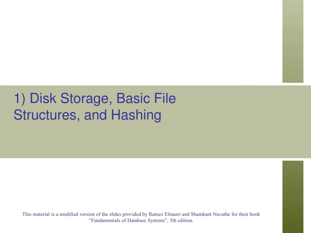 1 disk storage basic file structures and hashing