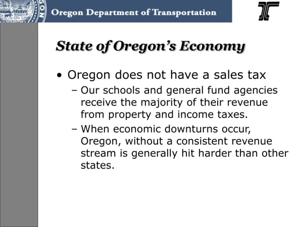 State of Oregon’s Economy