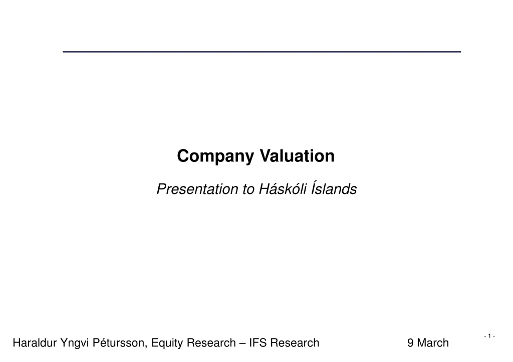 company valuation presentation to h sk li slands