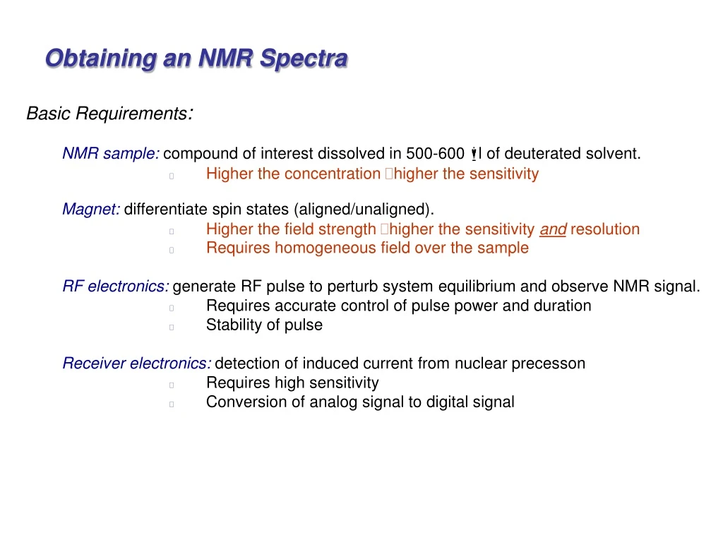 obtaining an nmr spectra