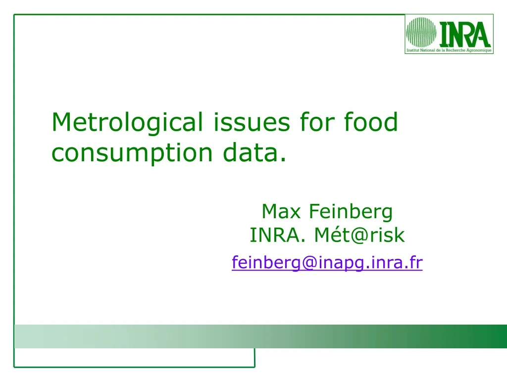 metrological issues for food consumption data