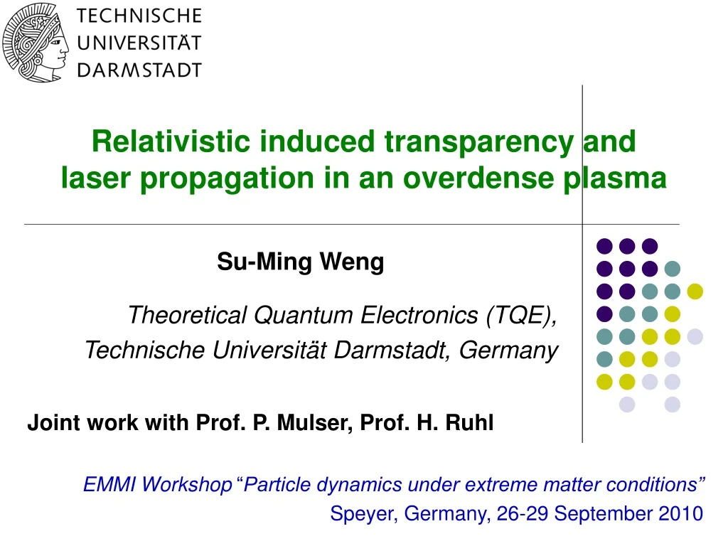 relativistic induced transparency and laser propagation in a n overdense plasma