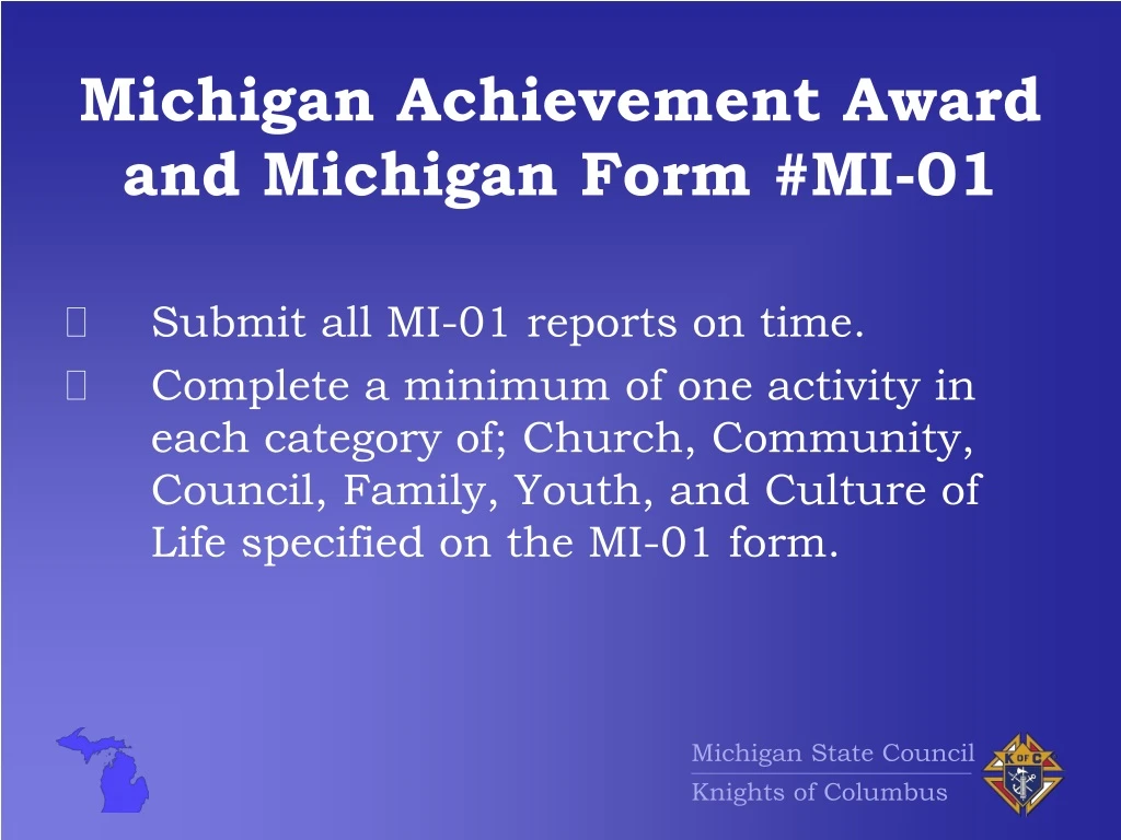 michigan achievement award and michigan form mi 01